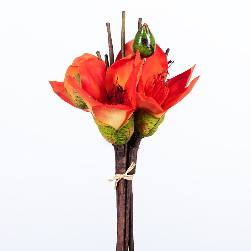 12 Inch Kapok Artificial Flower Bouquet 10 Pcs Table Centerpiece Floral Arrangement