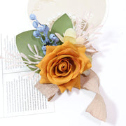 Handmade Orange Rose Wrist Corsage, Bulk Quantity, Artificial Flowers