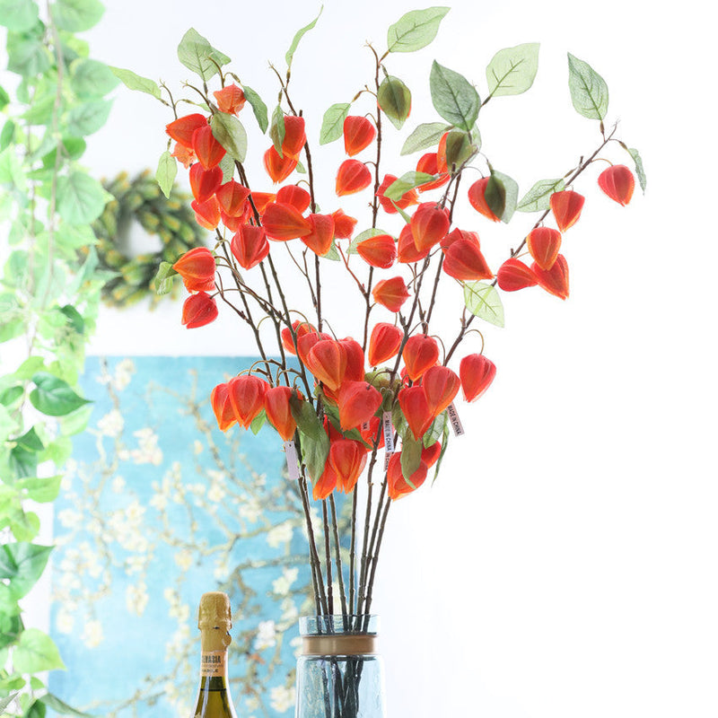 34 Inch Extra Long Stem Artificial Lantern Fruit Vine with Leaves – Bulk Floral Decoration