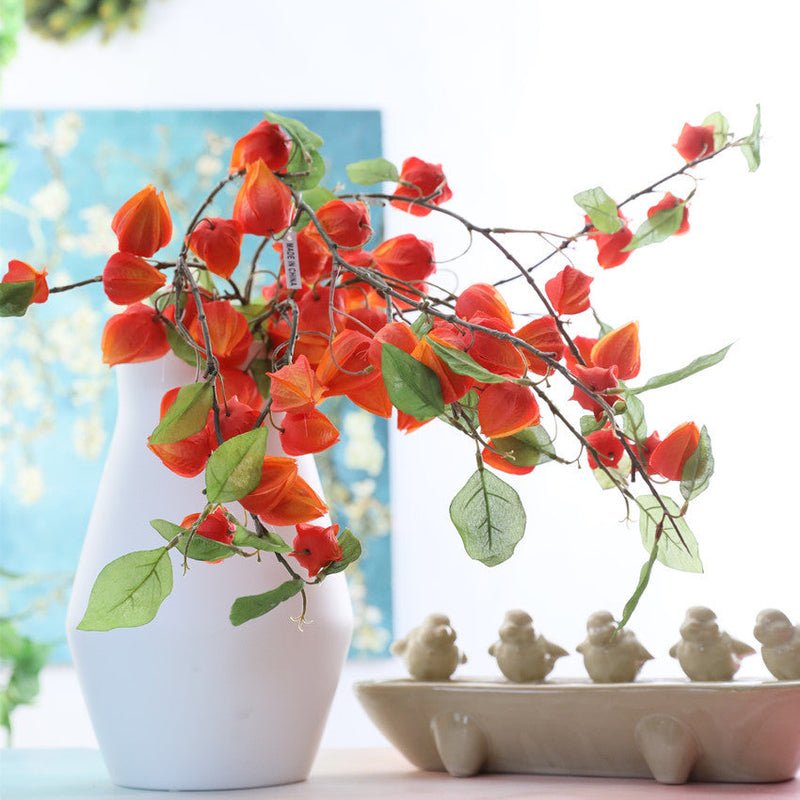 34 Inch Extra Long Stem Artificial Lantern Fruit Vine with Leaves – Bulk Floral Decoration