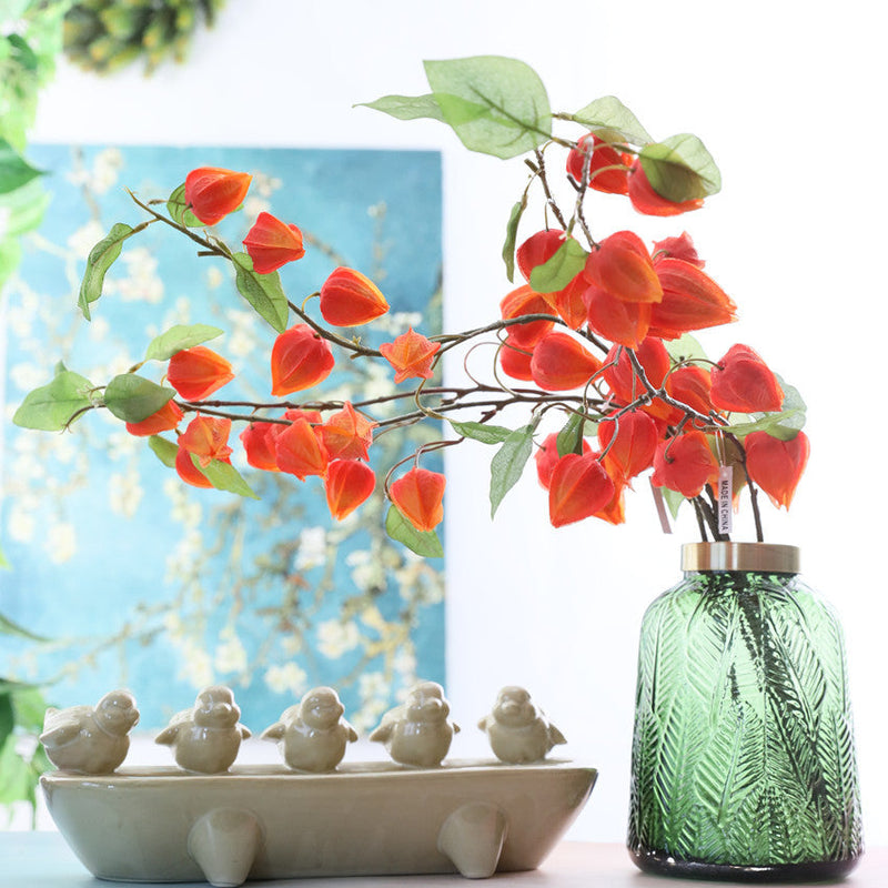 34 Inch Extra Long Stem Artificial Lantern Fruit Vine with Leaves – Bulk Floral Decoration