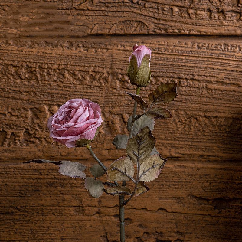 12 Inch Burnt Edge Vintage Rose Stem Spray, 10 Pcs Artificial Flowers Bulk