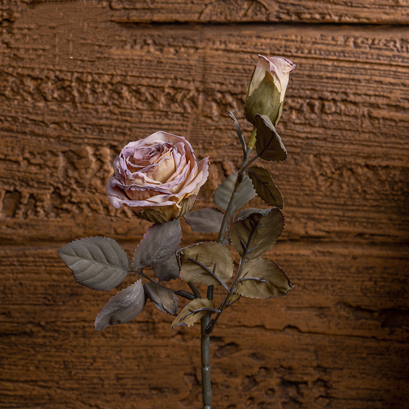 12 Inch Burnt Edge Vintage Rose Stem Spray, 10 Pcs Artificial Flowers Bulk