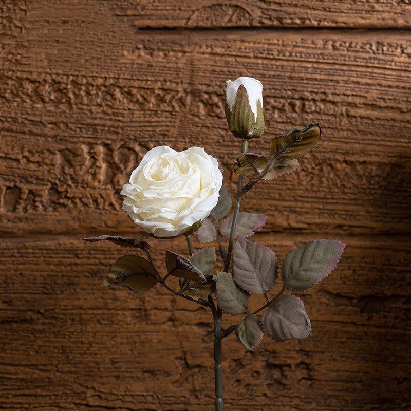 12 Inch Burnt Edge Vintage Rose Stem Spray, 10 Pcs Artificial Flowers Bulk
