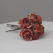 10 Pcs Burnt Orange Dusty Rose Artificial Floral Spray Bouquets Fall Decor