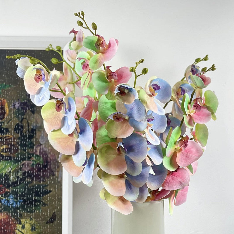 Gradient Plastic Phalaenopsis Orchid Stems, 10 Pcs Artificial Flowers, Bulk Wholesale