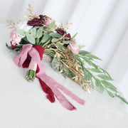 10 Pcs Dusty Rose Artificial Cascading Rose and Peony Bridal Bouquets for Wedding