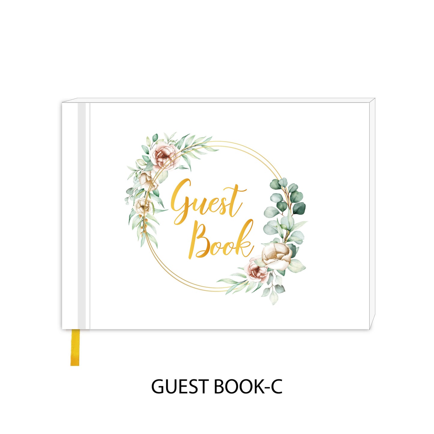 Minimalist Wedding Guest Book - Spiral Bound with Gold Foil 120 Pages