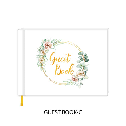 Minimalist Wedding Guest Book - Spiral Bound with Gold Foil 120 Pages