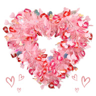 Valentine's & Wedding Heart Wreath - 15.7x14.6 Inch Artificial Madder | Sparkly Door & Window Decor