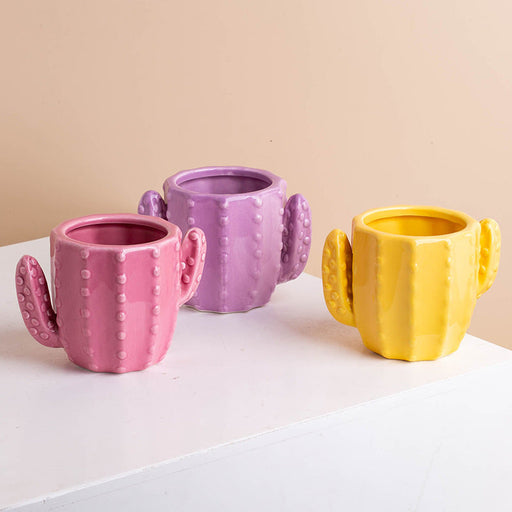 Ceramic Cactus Shaped Flower Vase Planter Pot Bulk Wholesale