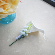 10 Pcs Artificial Calla Lily and Lily of The Valley Boutonnieres Mixed Flowers