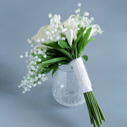 9 Inch Calla Lily Cascading Bridal Wedding Bouquet with Lily of The Valley Artificial Flowers Bulk Wholesale