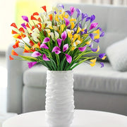 Calla Lily Bush Flowers 10 Pcs UV Resistant Artificial Shrubs for Outdoor and Indoor Hanging Planters 12 Inch