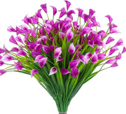 Calla Lily Bush Flowers 10 Pcs UV Resistant Artificial Shrubs for Outdoor and Indoor Hanging Planters 12 Inch