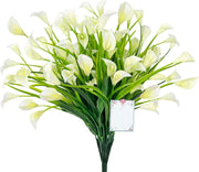 Calla Lily Bush Flowers 10 Pcs UV Resistant Artificial Shrubs for Outdoor and Indoor Hanging Planters 12 Inch