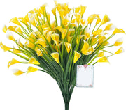 Calla Lily Bush Flowers 10 Pcs UV Resistant Artificial Shrubs for Outdoor and Indoor Hanging Planters 12 Inch