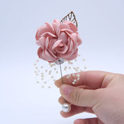 10 Pcs Artificial Silk Camellia Boutonnieres for Fall Wedding, Bulk Pack