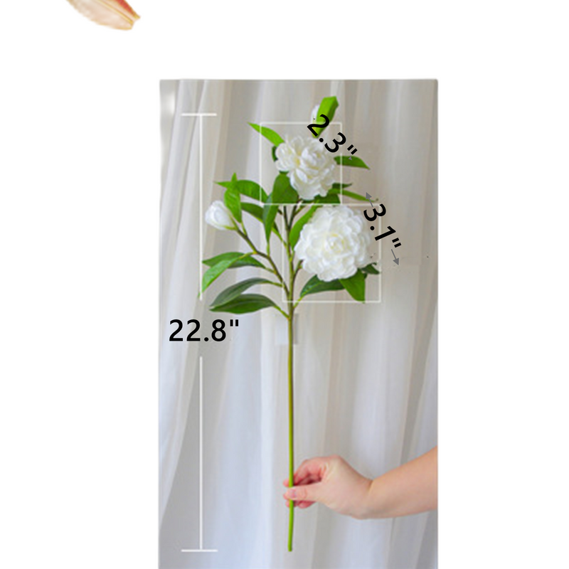 10 Pcs Artificial Silk Camellia Spray Branches with Leaves Bulk Spring Floral Plants