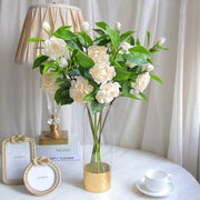 10 Pcs Artificial Silk Camellia Spray Branches with Leaves Bulk Spring Floral Plants