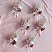 Cameo Rose Boutonniere 12 Pcs Artificial Silk Flowers Wedding Bulk Wholesale