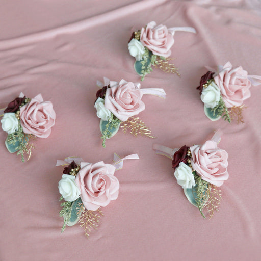 Cameo Rose Boutonniere 12 Pcs Artificial Silk Flowers Wedding Bulk Wholesale