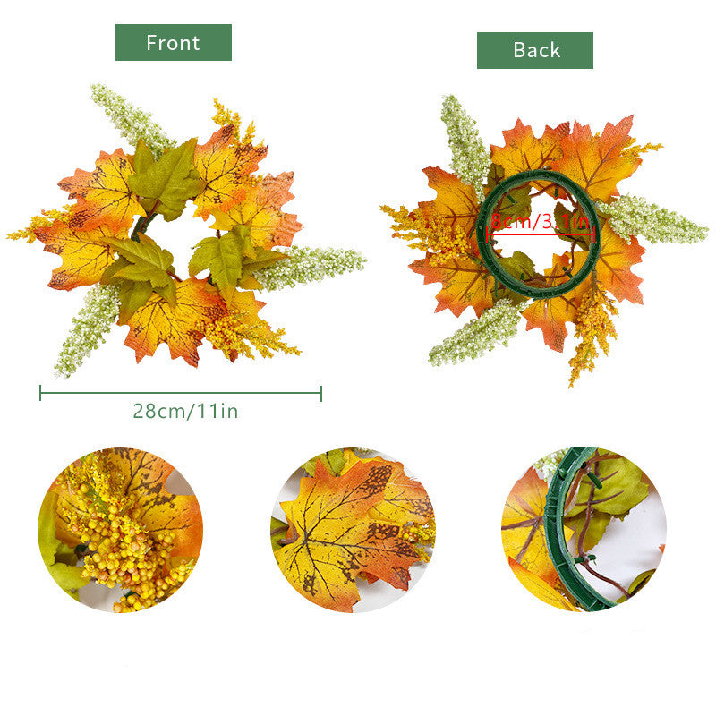 4 Pcs Fall Candle Rings Autumn Table Decor Centerpieces Thanksgiving Seasonal Wreaths