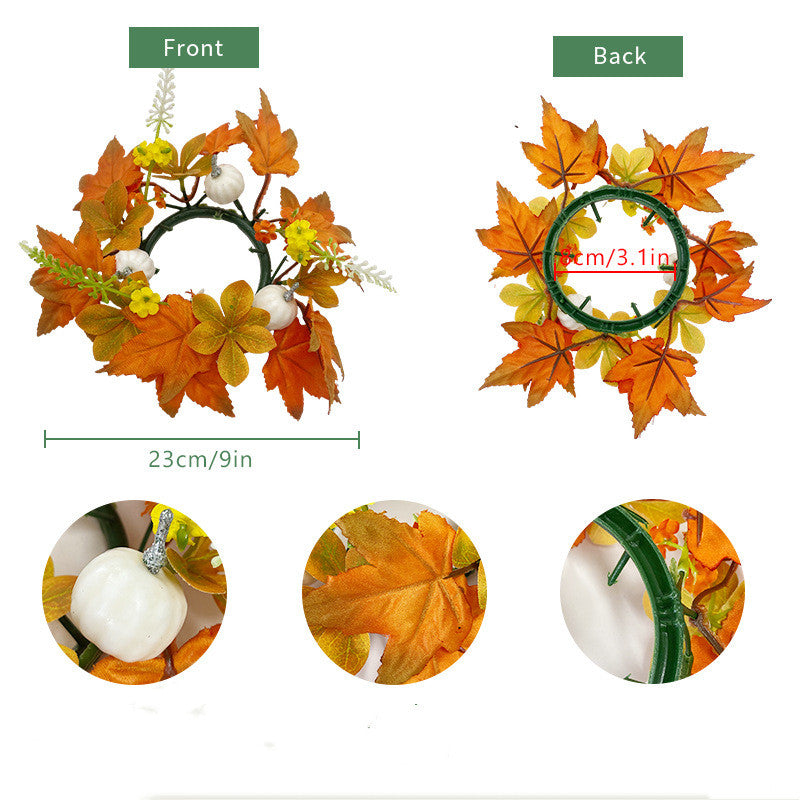 4 Pcs Fall Candle Rings Autumn Table Decor Centerpieces Thanksgiving Seasonal Wreaths