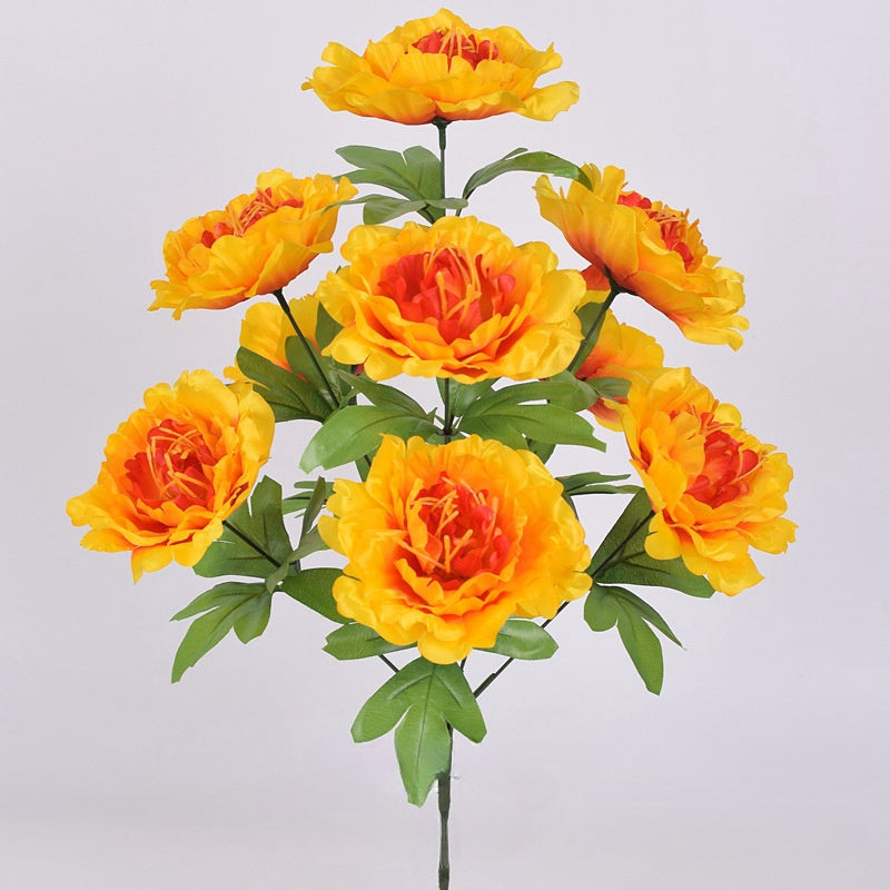 19 Inch Artificial Peony Bush - 1 Stem Silk Cemetery Flowers