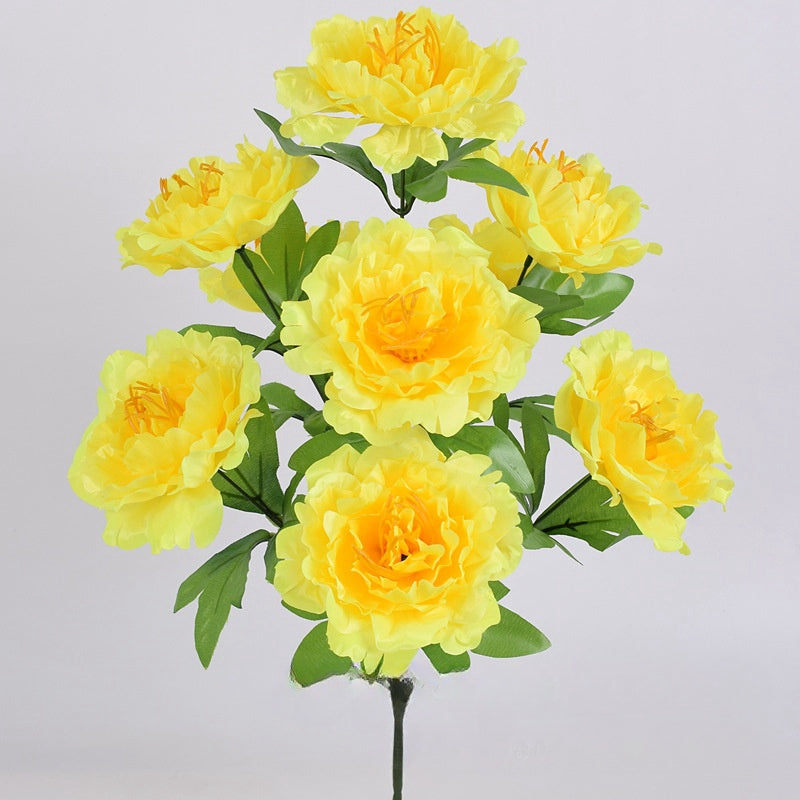 19 Inch Artificial Peony Bush - 1 Stem Silk Cemetery Flowers