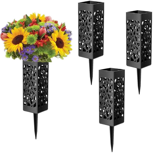 Bulk Cemetery Vase with Spikes Floral Holder for Memorial Lawn Flowers, Durable Artificial Flower Stand