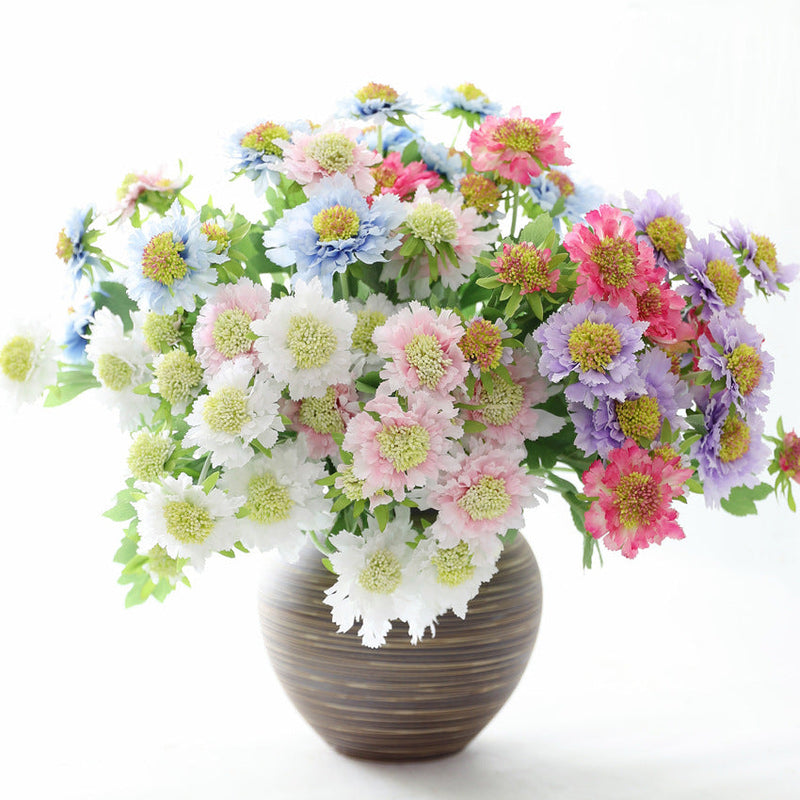 18 Inch Cephalaria Silk Flower Stems 10 Pcs Artificial Bulk for Wedding Home Decor