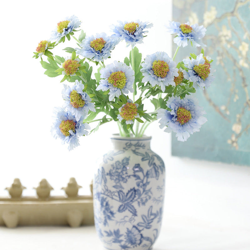 18 Inch Cephalaria Silk Flower Stems 10 Pcs Artificial Bulk for Wedding Home Decor