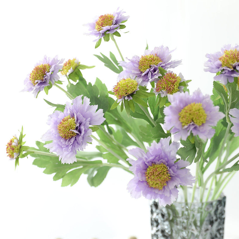 18 Inch Cephalaria Silk Flower Stems 10 Pcs Artificial Bulk for Wedding Home Decor
