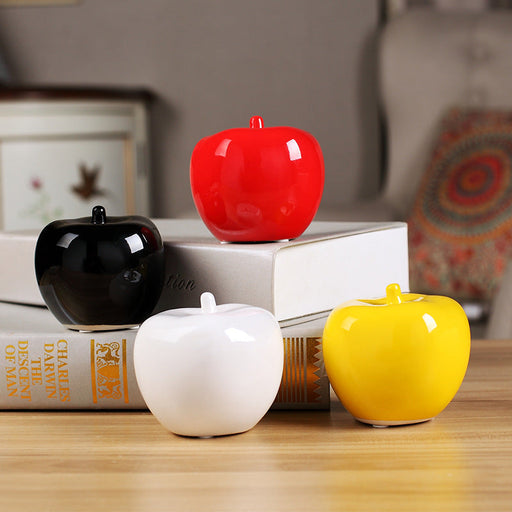 Ceramic Artificial Apple Figurine Bulk Set for Tabletop Decor