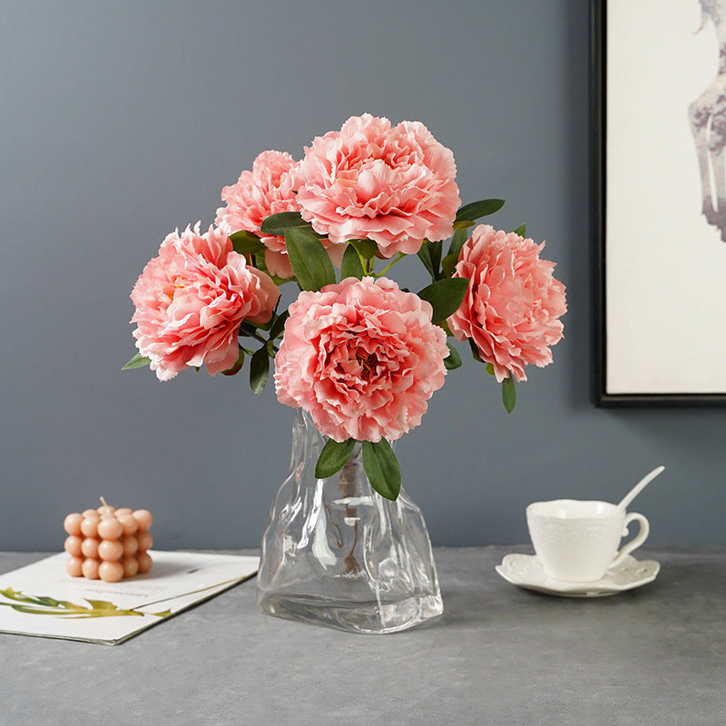 15 Inch Artificial Silk Chinese Peony Bush - Bulk 10 Pcs, Realistic Silk Flowers