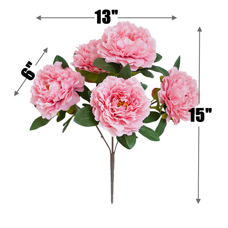 15 Inch Artificial Silk Chinese Peony Bush - Bulk 10 Pcs, Realistic Silk Flowers