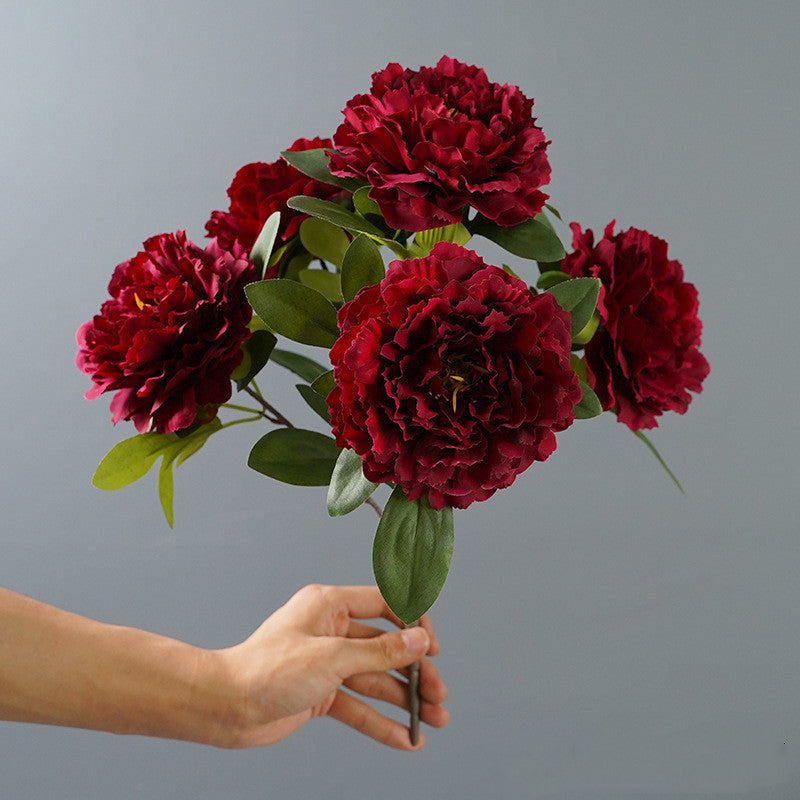 15 Inch Artificial Silk Chinese Peony Bush - Bulk 10 Pcs, Realistic Silk Flowers
