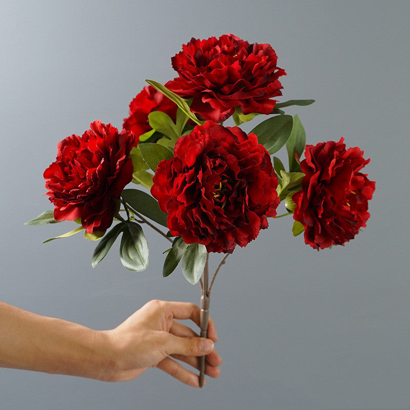 15 Inch Artificial Silk Chinese Peony Bush - Bulk 10 Pcs, Realistic Silk Flowers