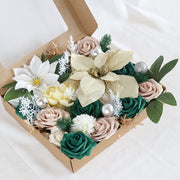 Christmas Artificial Flowers Combo Box Set 50 Pcs Mixed Colors Bulk for DIY Tree Ornaments Wreath Floral Arrangements