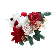 Christmas Artificial Flowers Combo Box Set 50 Pcs Mixed Colors Bulk for DIY Tree Ornaments Wreath Floral Arrangements