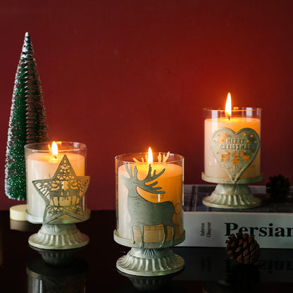 Bulk Christmas Pillar Candles Holder 1970s for Fireplace Mantle Table Centerpiece Wholesale