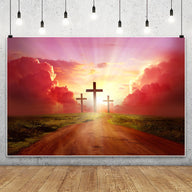 Christian Cross Backdrop for Newborn Baptism - Blue Sky Sunlight Religious Party Decoration Background