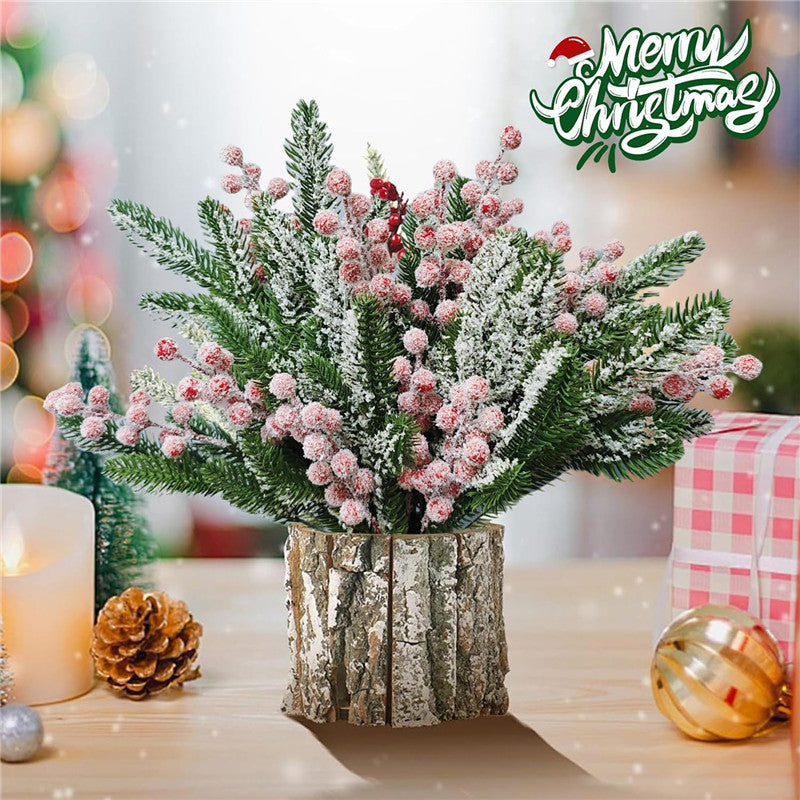 Christmas Artificial Flower Bouquet Snow - Dusted Berries & Cedar Branches
