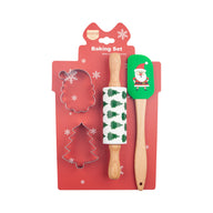 Christmas Baking Tool Set - Festive Rolling Pin, Silicone Spatula & Cookie Cutters for Holiday Baking Fun