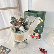 Christmas Bouquet Decoration Gift Set - Festive Doll Arrangement with Gift Bag, Card & String Lights