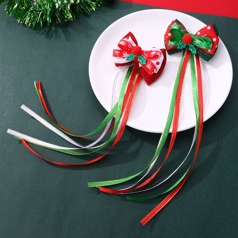 2 Pcs Christmas Bow Ornaments with Clips for Tree Decoration and Gift Wrapping