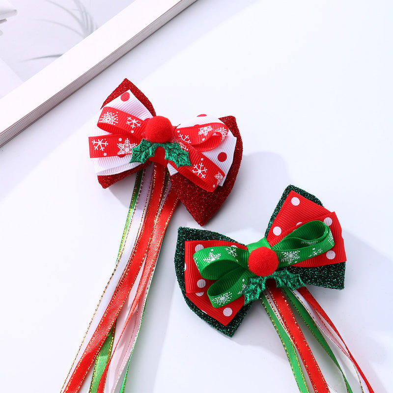2 Pcs Christmas Bow Ornaments with Clips for Tree Decoration and Gift Wrapping