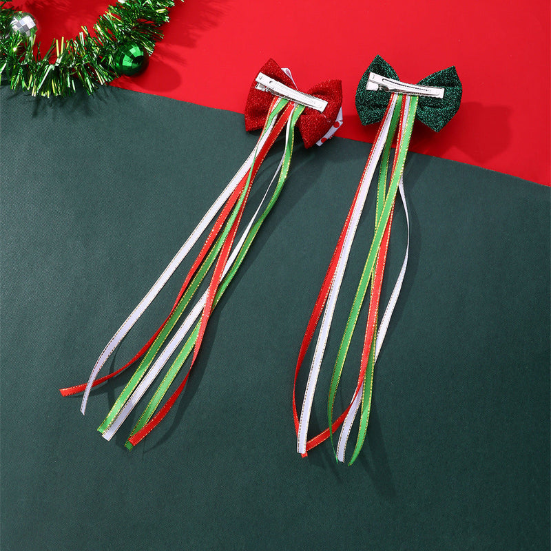 2 Pcs Christmas Bow Ornaments with Clips for Tree Decoration and Gift Wrapping