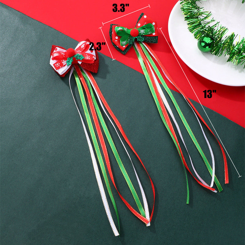 2 Pcs Christmas Bow Ornaments with Clips for Tree Decoration and Gift Wrapping